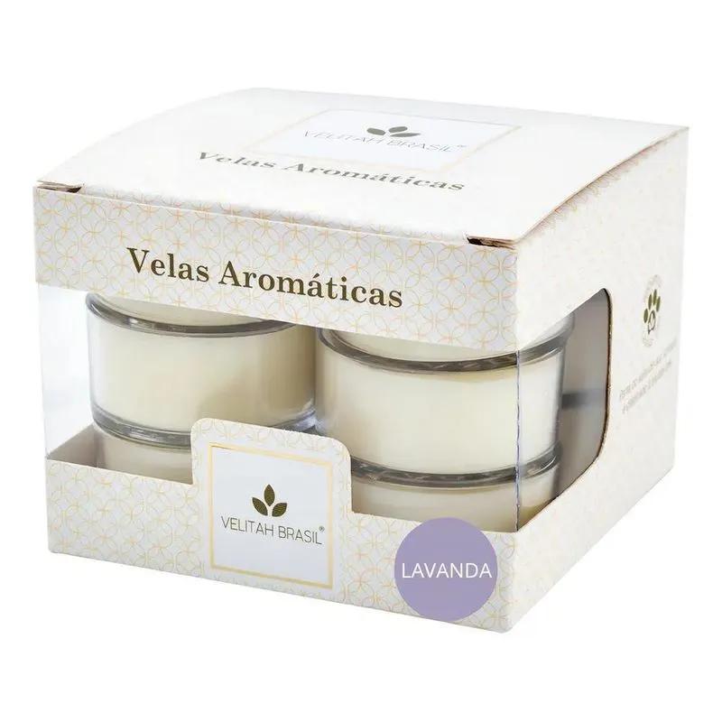 10x Vela Aromática Lavanda C/12 Mini Velas Aromatizadas Vel