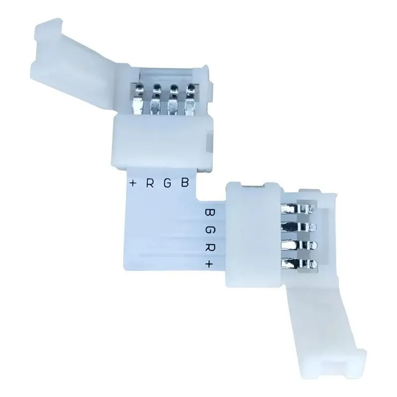Kit 20 Conector L Emenda Rapida 10mm 4 Vias P Fita Led Rgb T