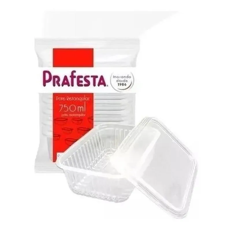 5x Pote Descartável 750ml Freezer Microondas Marmita - 24 Un