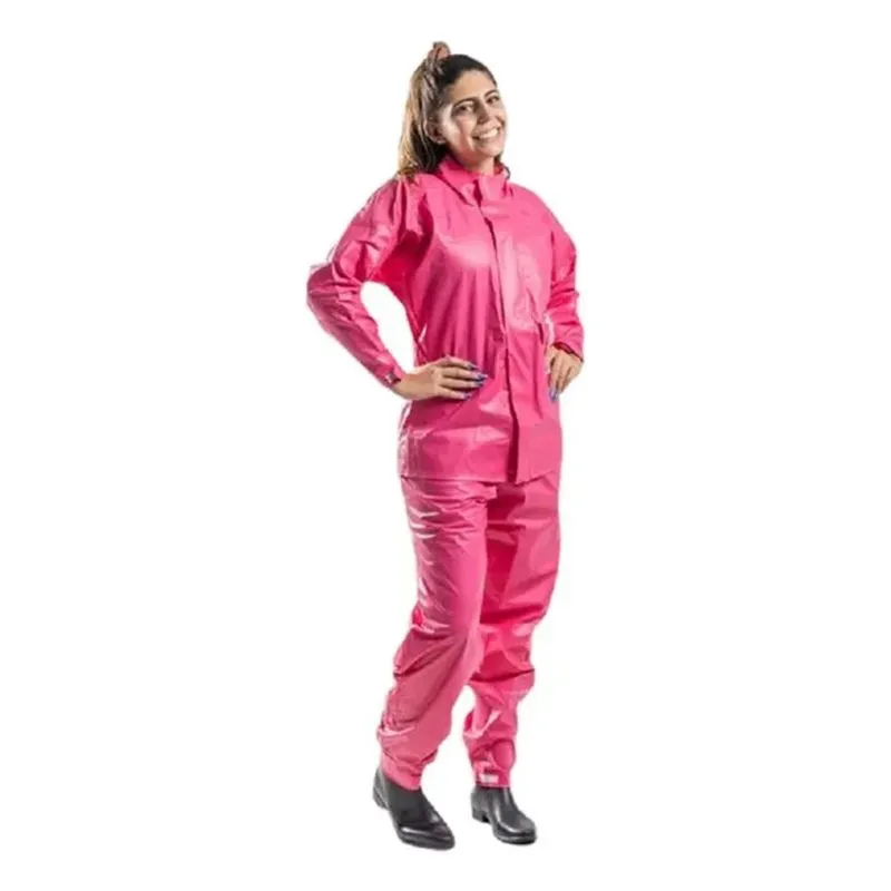 Conjunto Capa Chuva Moto Motoqueiro Pvc Linh Rosa-chiclete G
