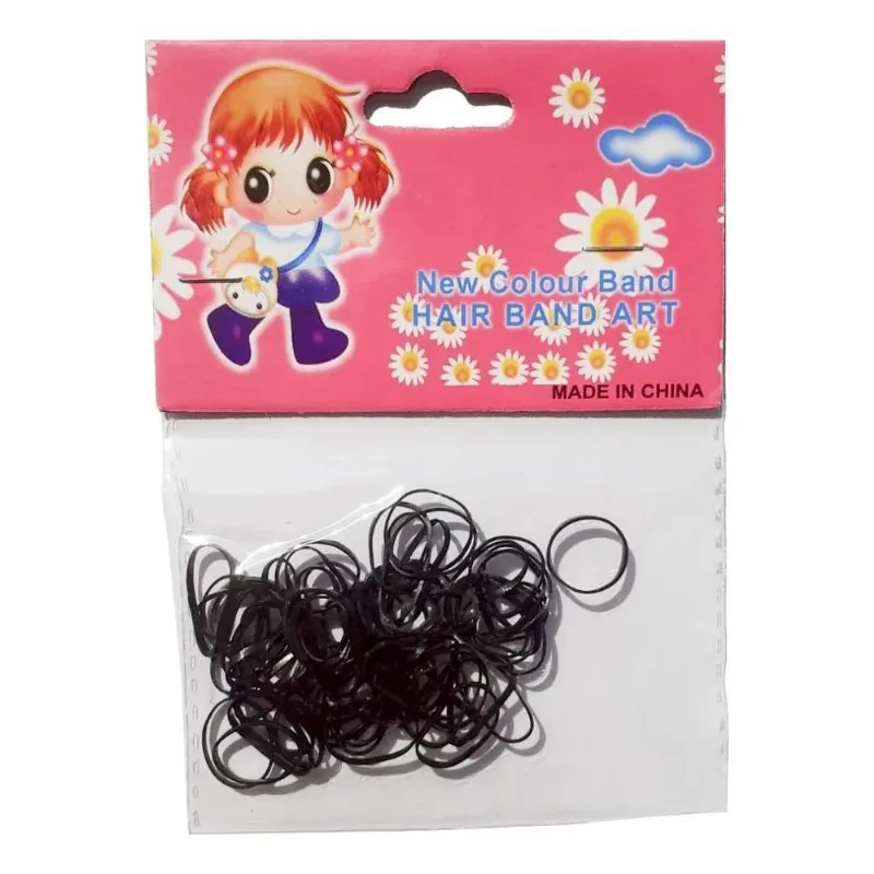 70 Mini Xuxa Elástico Liga Silicone Preto Liso Penteado