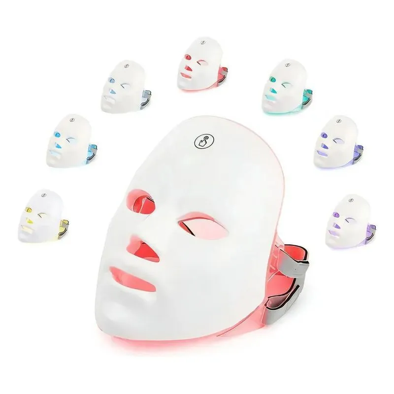 Máscara Led Tratamento Facial Fototerapia Estética 7 Cores R