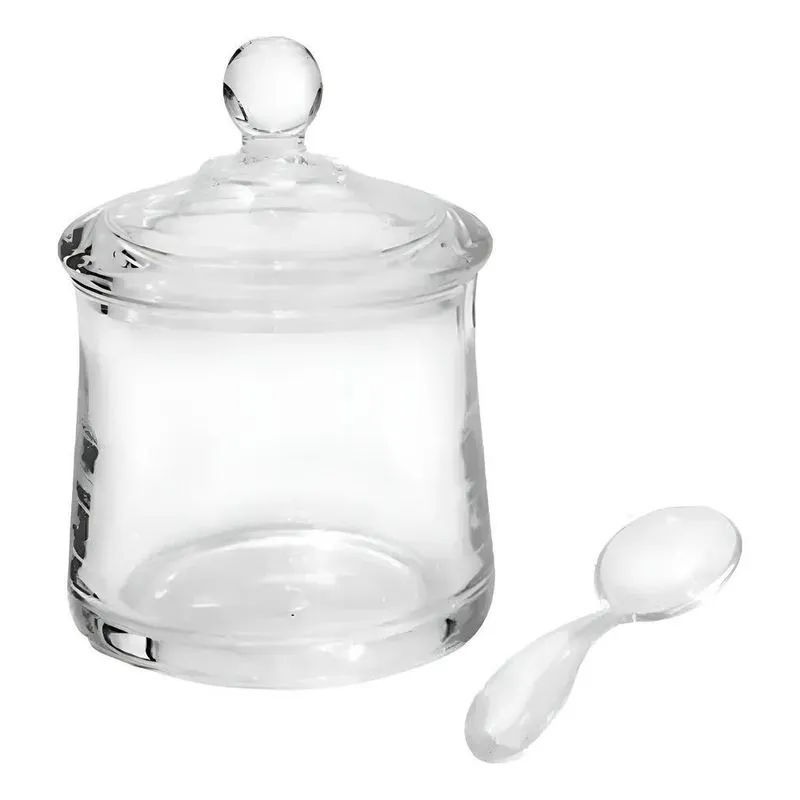 Pote Acrílico Com Tampa E Colher Para Mesa Lindo Design Café