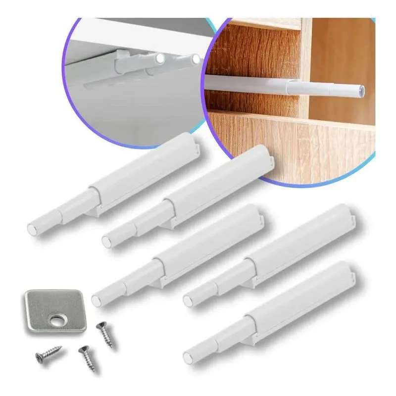 Kit 6 Fecho Pulsador Magnético Branco Toque Sobrepor Tip-on