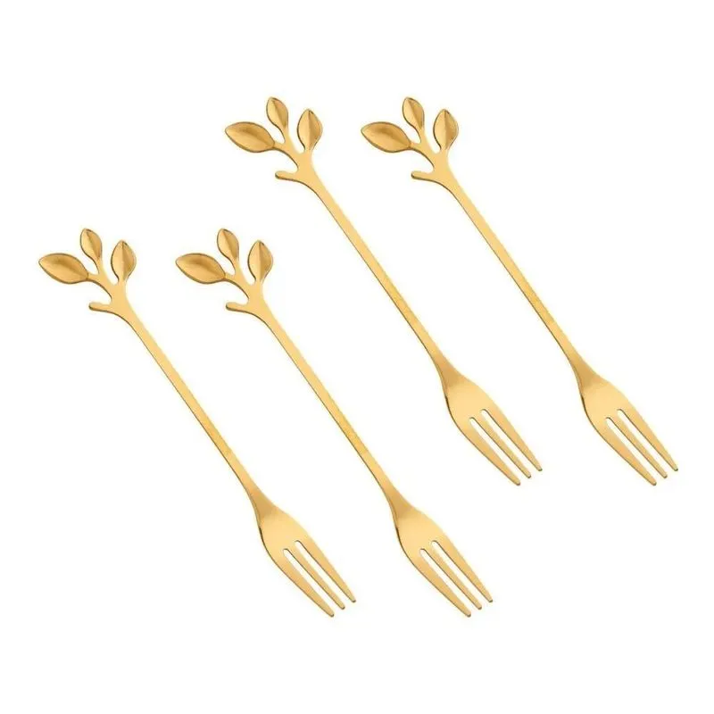 Garfinhos Inox Sobremesa E Petiscos: Elegância E P - Dourado