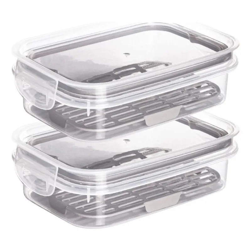 Kit 2 Potes Porta Frios Queijo Presunto Hermético Empilhavel