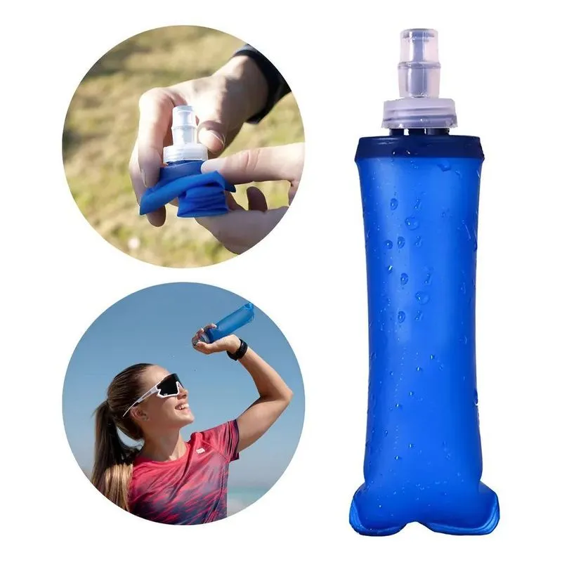 Garrafa Dobrável Silicone Corrida 250ml Leve E Portátil - Azul