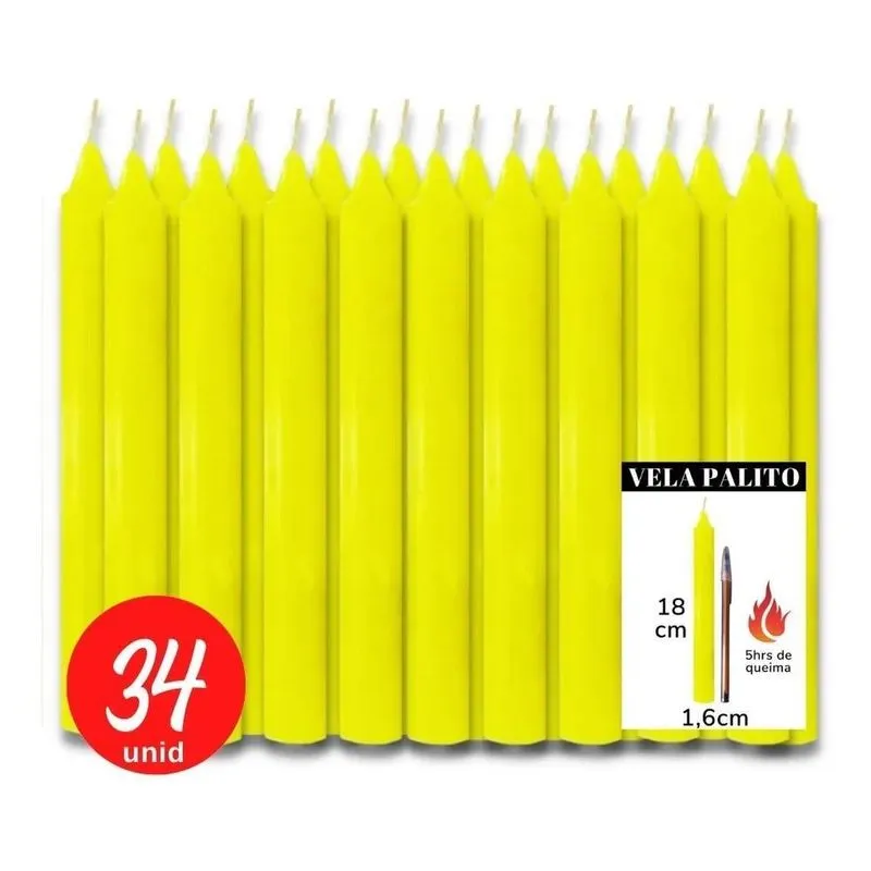 Vela Palito Azul 1kg (34un) - Conexão Espiritual I - Amarela