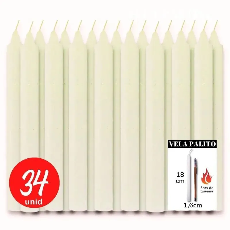 Vela Palito Azul 1kg (34un) - Conexão Espiritual Ie - Branco