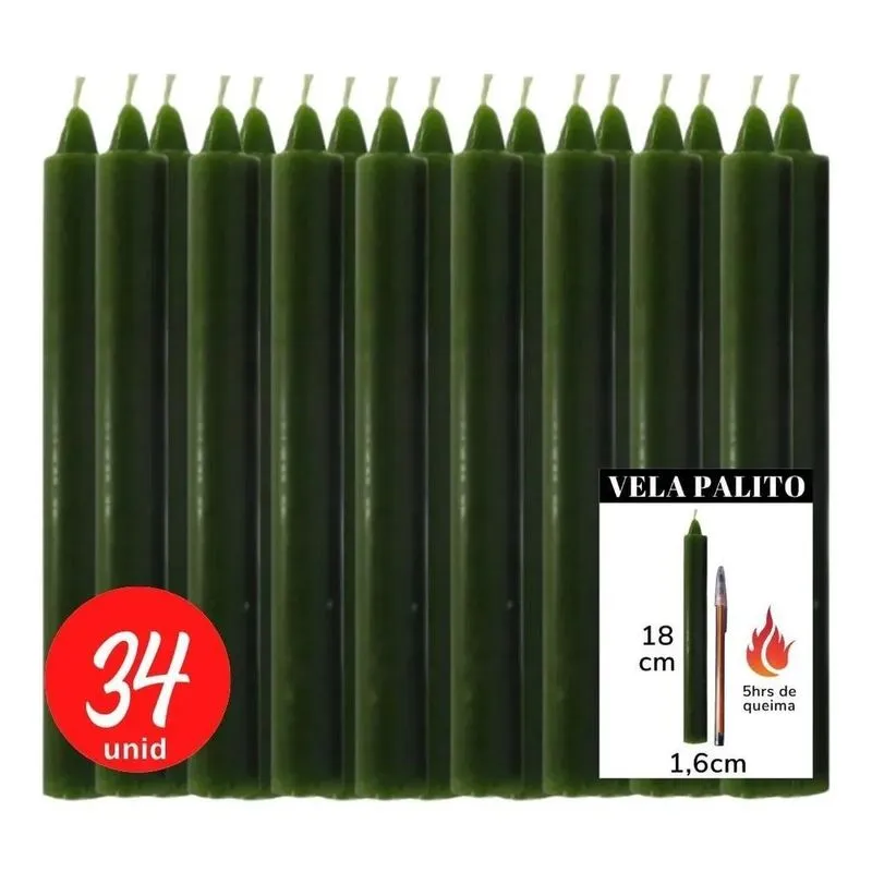 Vela Palito Azul 1kg (34un) - Conexão Espiritual Iem - Verde