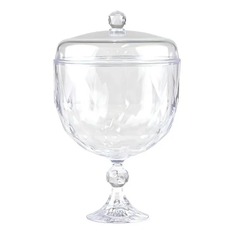 Taça Para Pavê Sobremesa Acrílico 1250ml Com Tampa Diamante