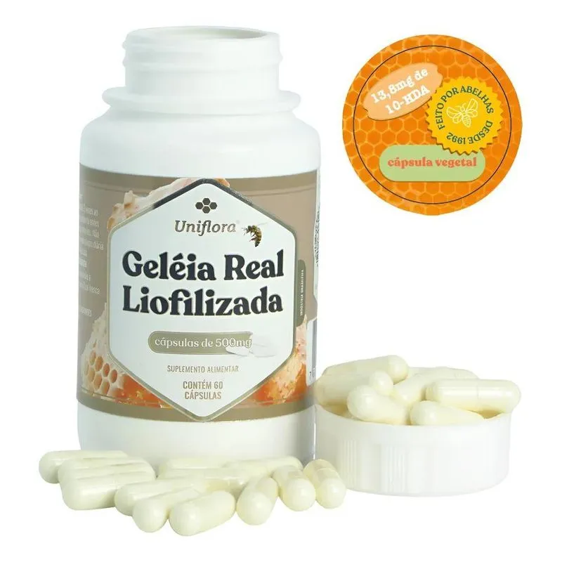 Geléia Real Liofilizada 500mg 60 Cápsulas 13,8mg De 10-hda