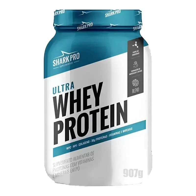 Ultra Whey Protein Wpc Wpi Pote 907g - Shark Pro Sabor Bauni