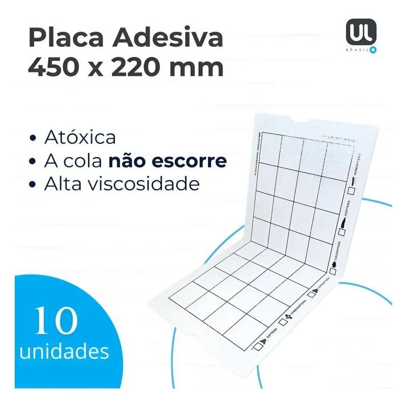 10 Placas Adesivas 450x220 Pega Mata Mosca Mosquito Insetos