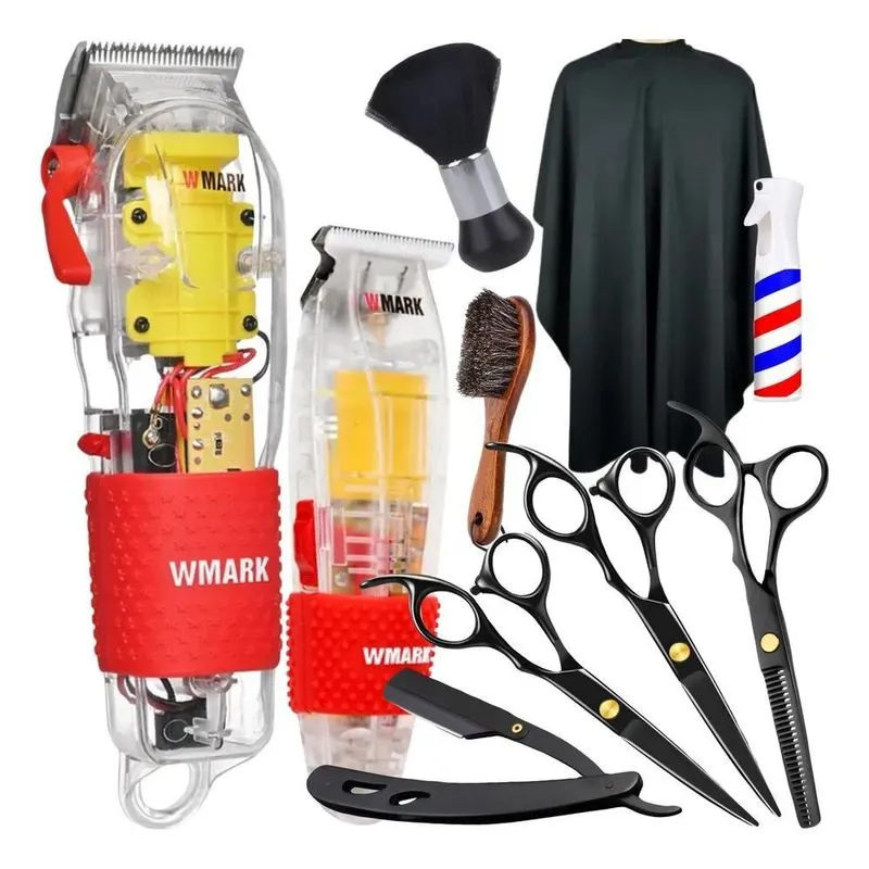 10x Maquina De Cortar Cabelo Wmark Tesoura Profissional Bar