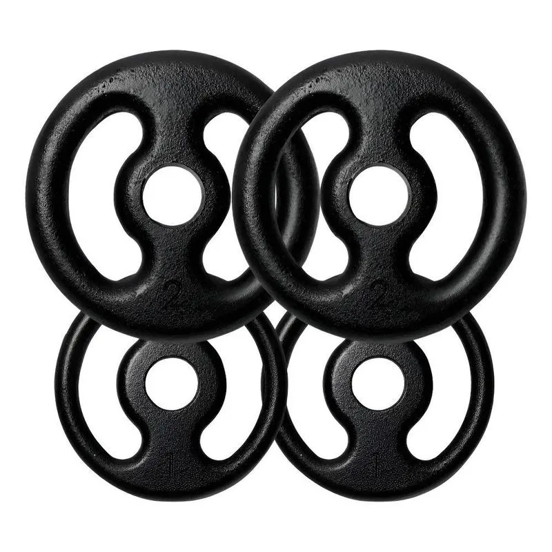 Kit Com 04 Anilhas De Ferro - Pares De 1kg E 2kg Preto