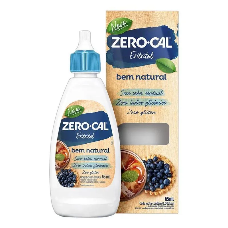 5x Adoçante Líquido Eritritol Zero Cal Caixa 65ml