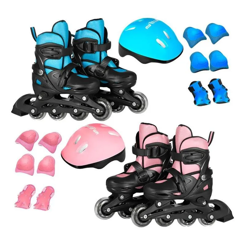 Patins Roller Kparts Ajustável Infantil 4 Rodas C Azul 29-32