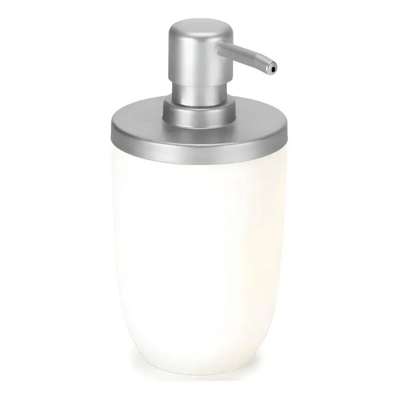 Porta Sabonete Liquido Luxo Para Lavabo Cor Branco Com Prate