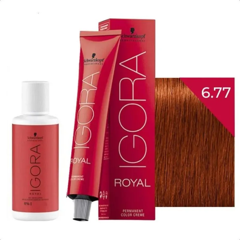 3x Tinta De Cabelo Igora Tons Cobre 8.77 9.7 7.77 6.77 + Ox