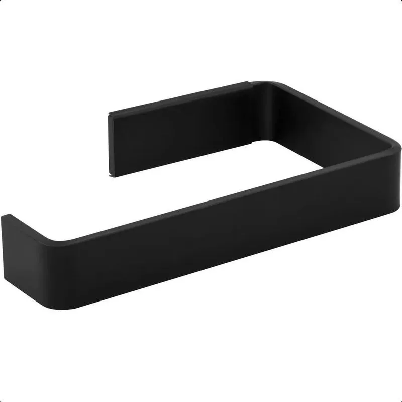 3x Suporte De Papel Higiênico Preto Banheiro Porta Papel Met