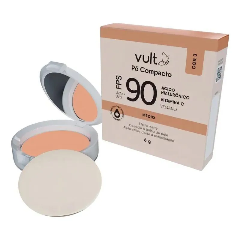 10x Pó Compacto Vult Fps 90 Médio 6g