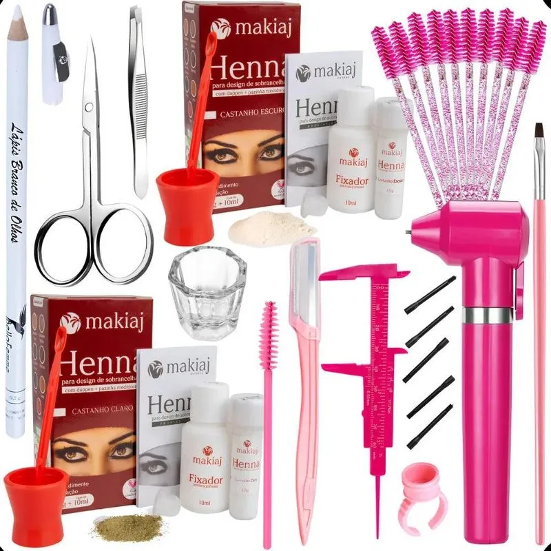 2x Kit Henna Sobrancelha Design Kit Sobrancelhas Profissiona