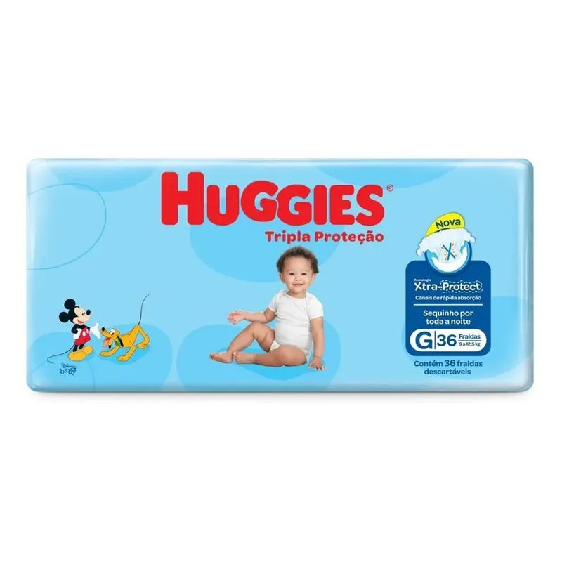5x Fralda Huggies Tripla Proteção G 36 Unidades