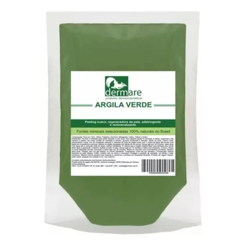 Argila Em Pó Facial Verde 500g Dermare 100% Natural Pura Tip