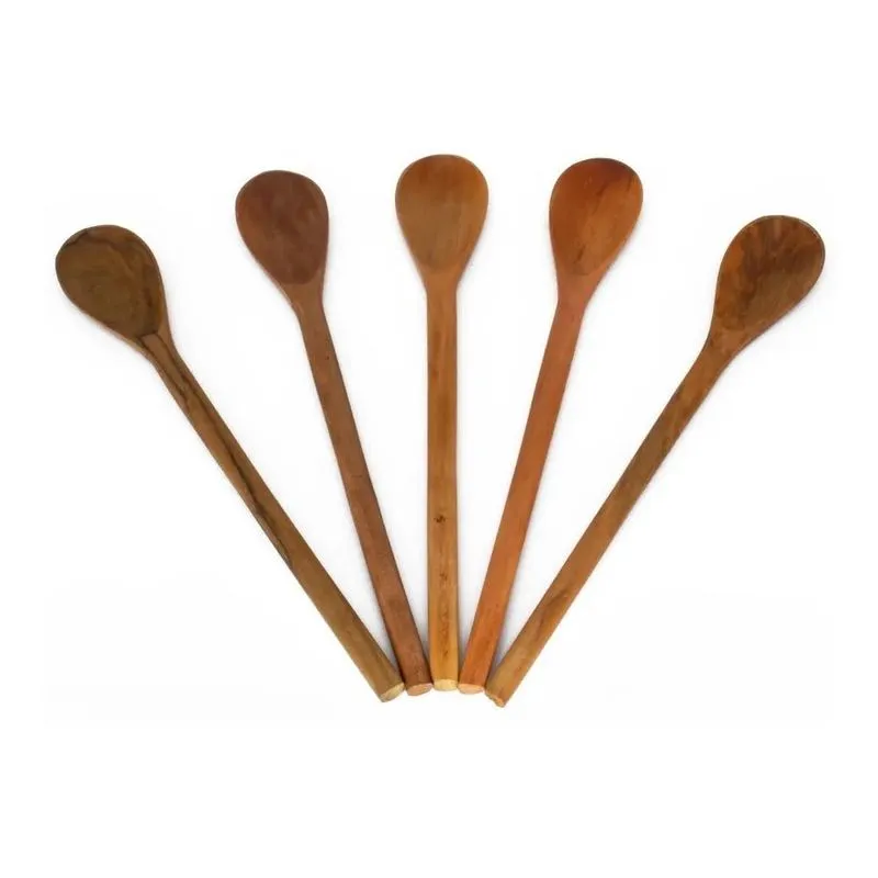 3x Kit 5 Colheres De Pau Em Madeira Maciça (32cm) Para Cozin