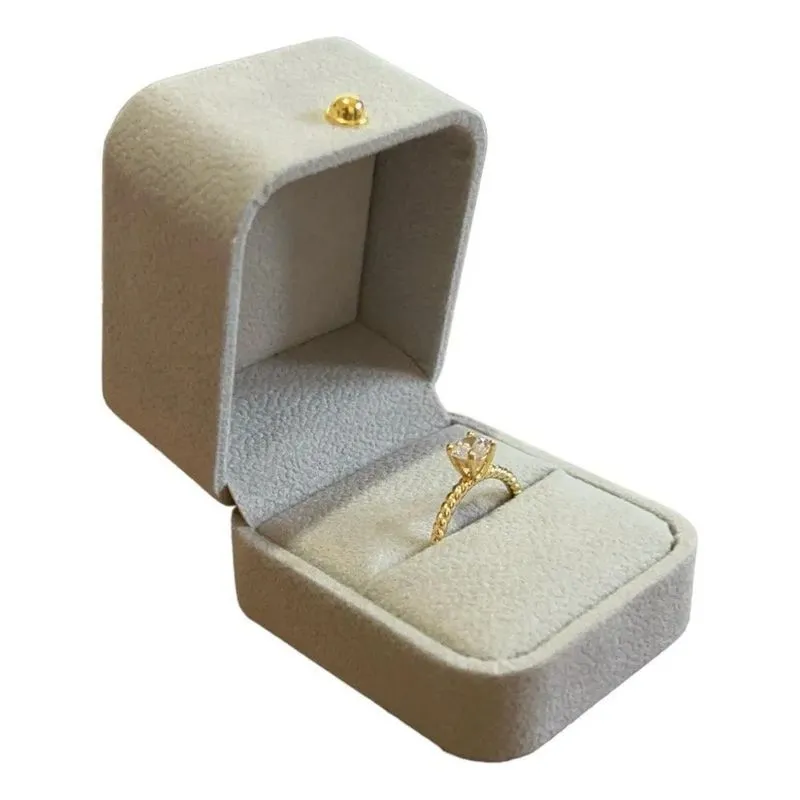 3x Estojo Caixinha Veludo Suede Linha Luxo Anel 6x5x4