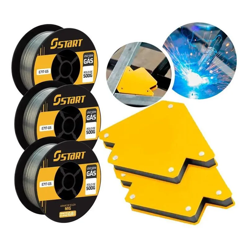 5x Kit 3 Arame Solda Mig Uso Sem Gás 0,8mm 0.5kg E71t-gs Sta
