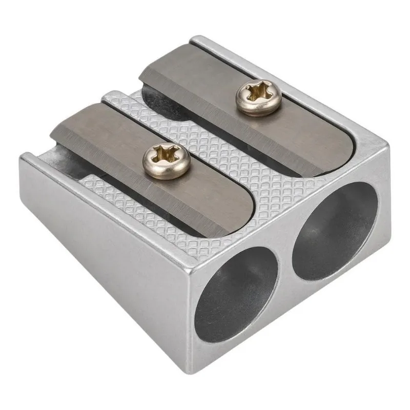 Kit 2 Apontadores De Metal Duplo Para Lápis E Maquiagem Cor