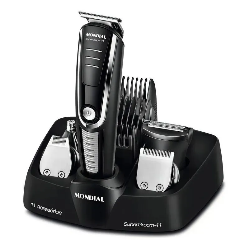 3x Aparador De Pelos Super Groom 11 Mondial Preto/prata Bg-0