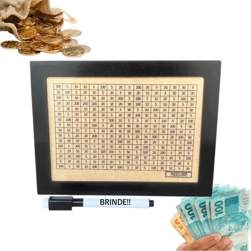 Cofrinho Cofre Guardar Dinheiro Caixa Woodbox 10k Preto Full