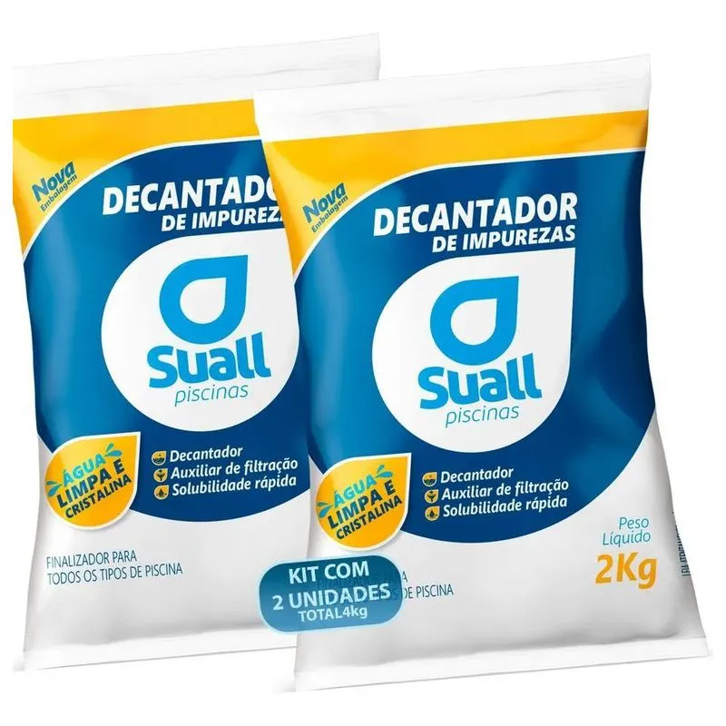 10x Kit 2 Sulfato De Alumínio Suall Decanta Impurezas Pisci