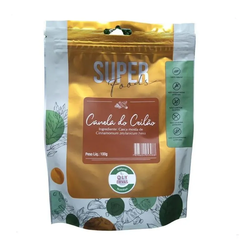 5x Canela Do Ceilão Pó 100g Qly Ervas Super Foods
