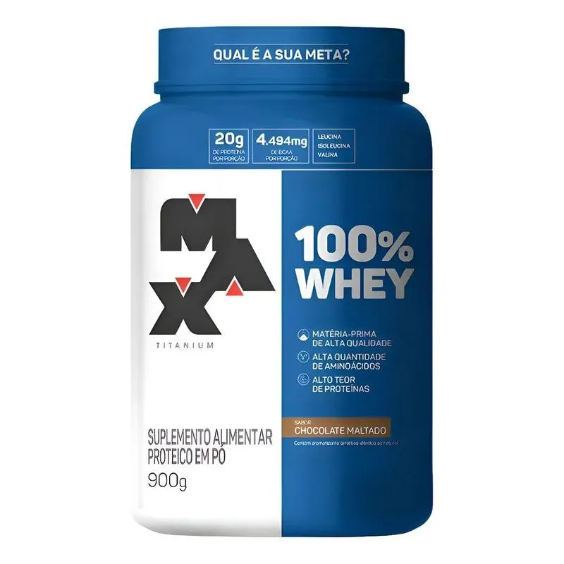 100% Whey (900g) Max Titanium Sabor Chocolate Maltado