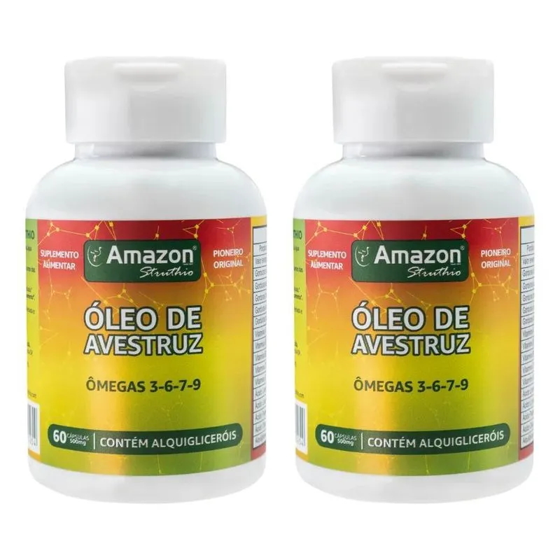 3x Kit 2 Óleos De Avestruz 60 Cápsulas Ômegas 3,6,7 E 9 Sabo