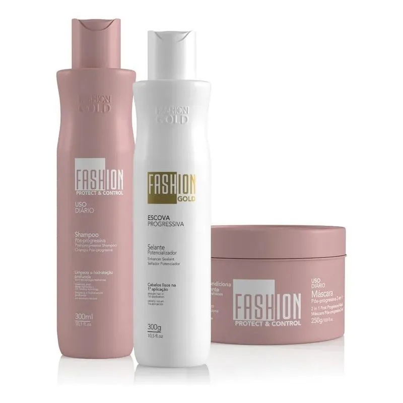 2x Kit Escova Progressiva Fashion Gold Baby 300g