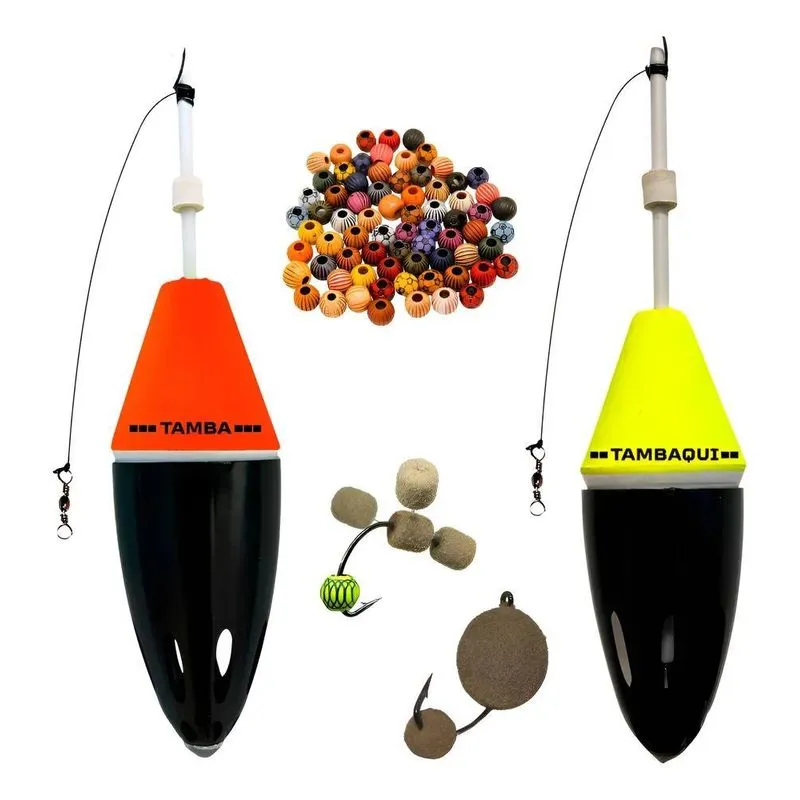 Kit Pesca Tambas 2 Boias Cevadeira + 20 Miçangas 2 Anteninha