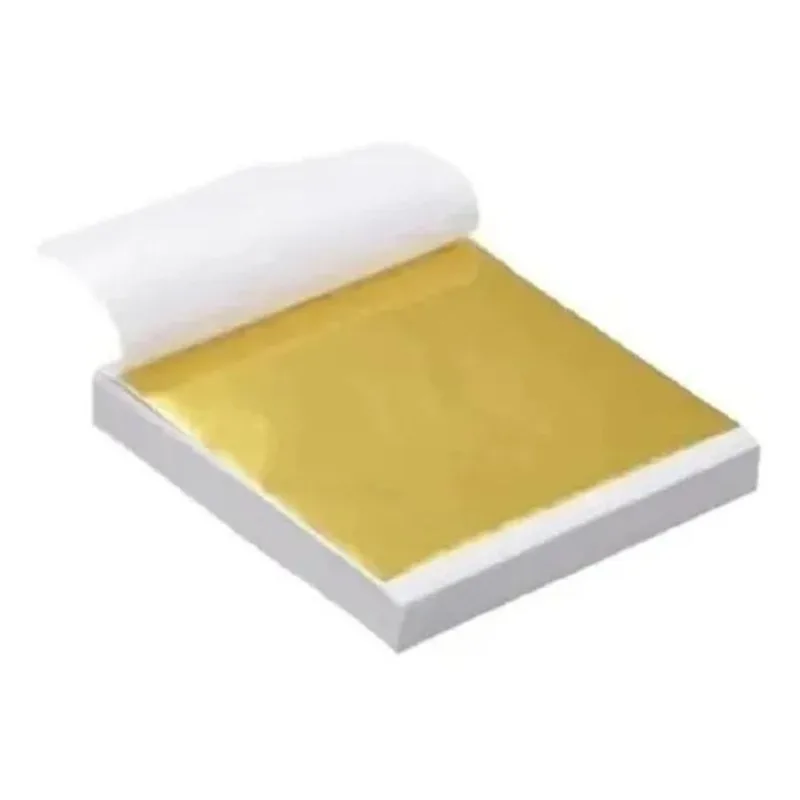 100 Folhas Ouro Comestivel Bolos Bebidas Artesanato 9 X 9cm