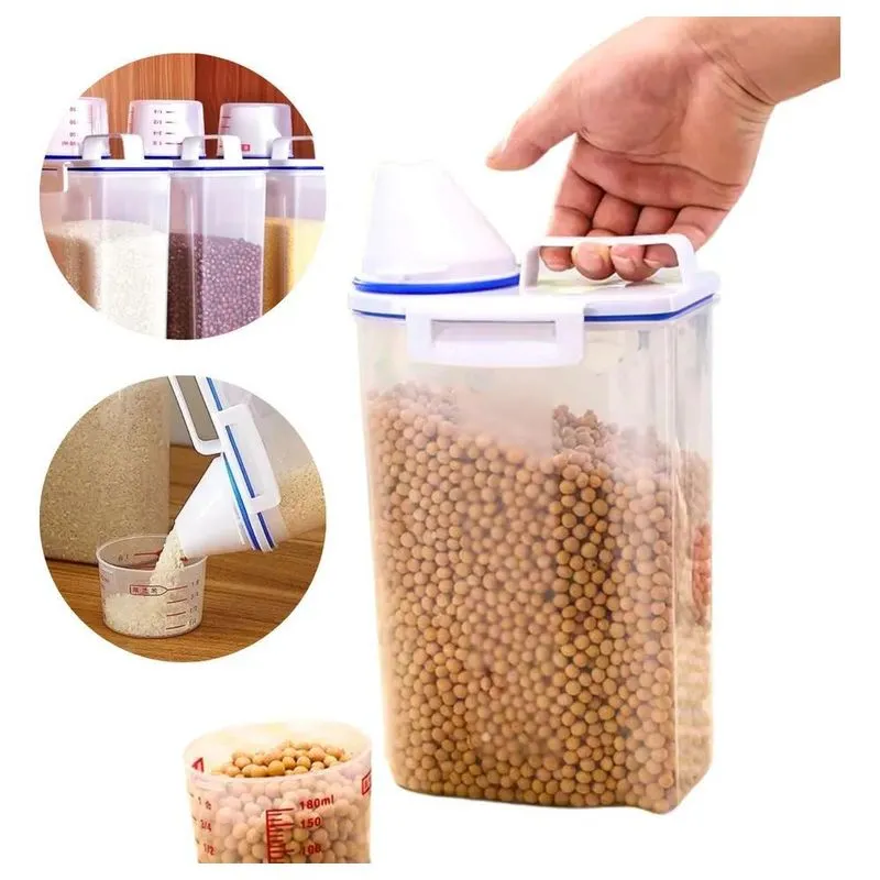 5x Dispenser 2 Litros Pote Hermetico Com Tampa Mantimentos C