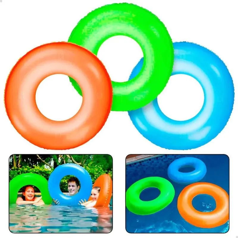 Kit 3 Boias Neon 76cm Grande Redonda Inflável Piscin Variada