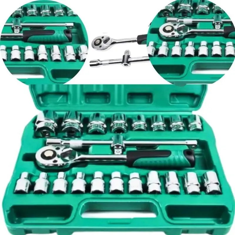 10x Jogo De Soquetes 8 A 32mm 22 Pçs Com Catraca Reversível