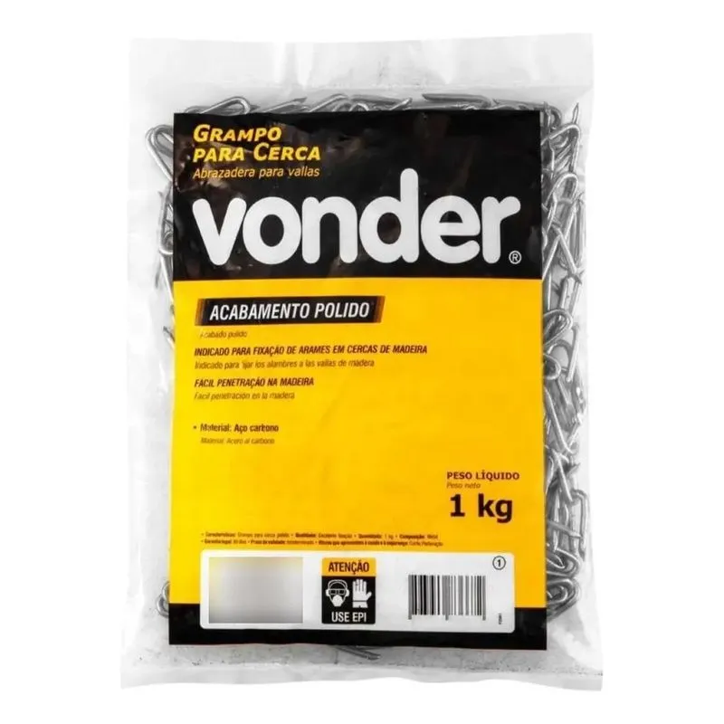 Grampo Cerca Fixar Arame Farpado E Liso 1x9 Aço Pacote 1kg