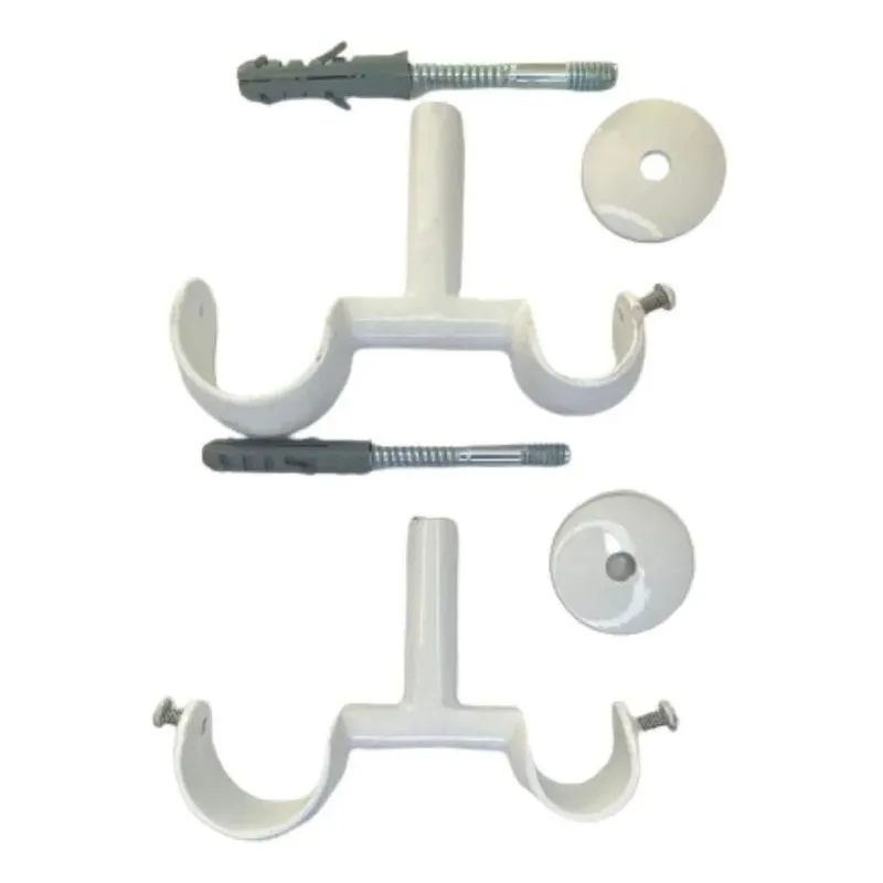 1 Unid Suporte Varão Duplo Aluminio 19/28mm Instalação Branc