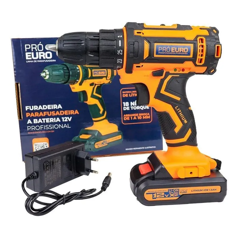 3x Parafusadeira Furadeira Sem Fio 10mm Cor Laranja