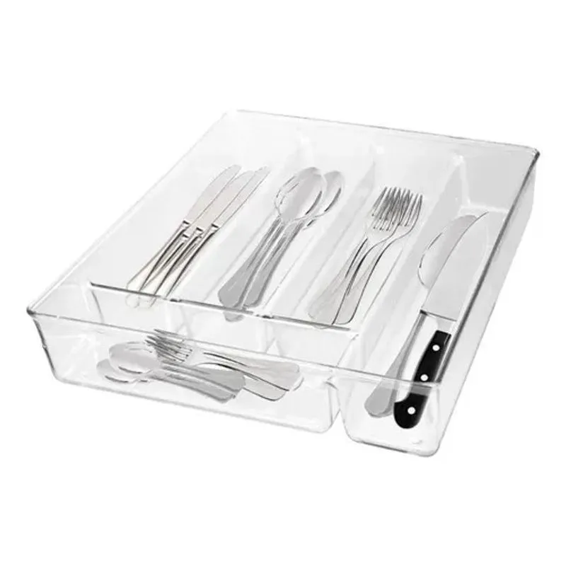 10x Organizador Acrílico Talheres Gaveta 5 Divisórias 27x35