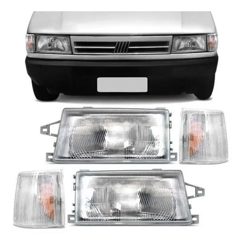 3x Kit Farol E Pisca Uno Fiorino Elba 91/03 Com 04 Peças